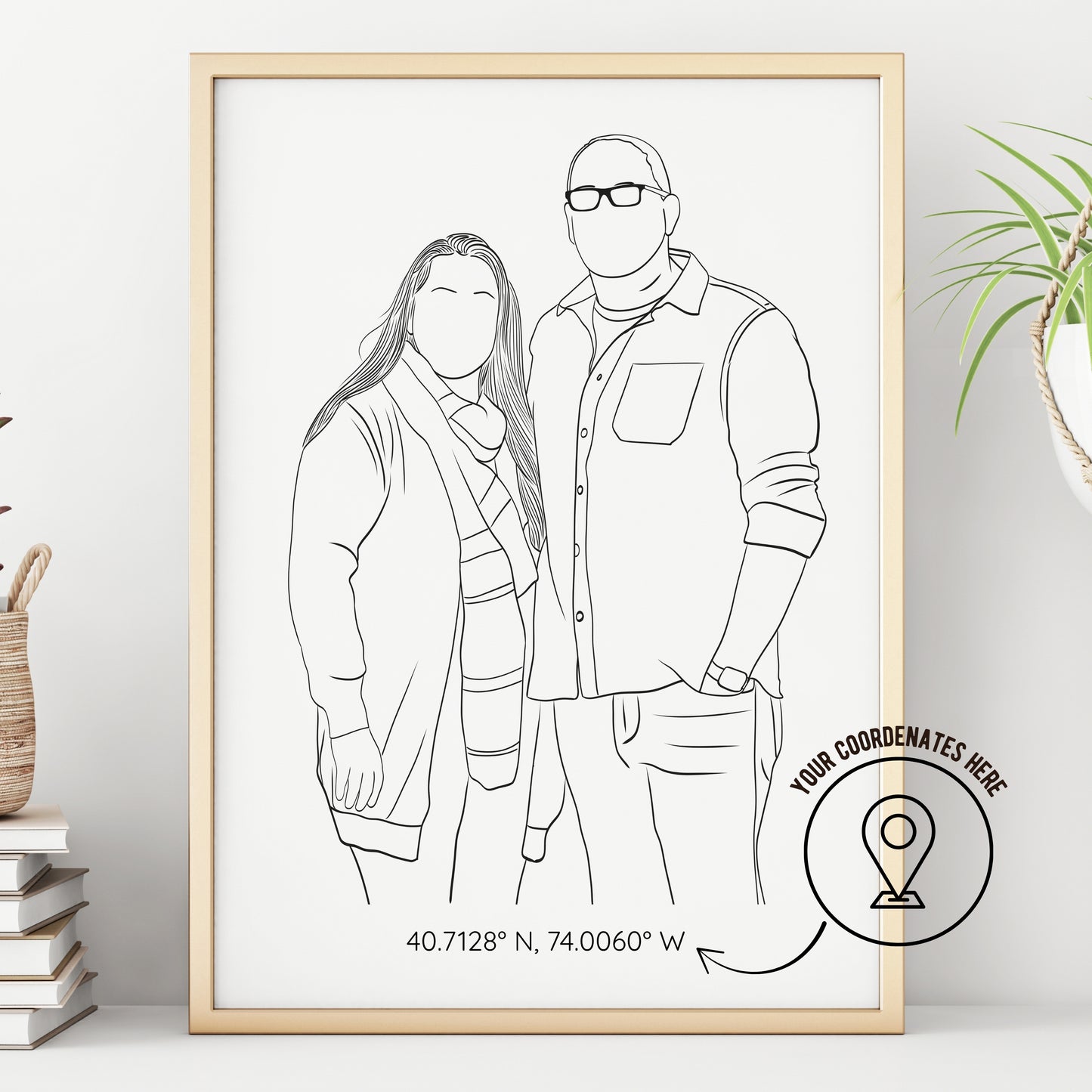 Couple Portrait with Coordinates