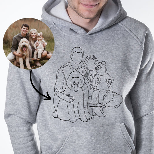 Custom faceless portrait hoodie, personalized Christmas gift sweatshirt for family or couple.
Personalized hoodie with family illustration, cozy holiday gift idea for mom or partner.