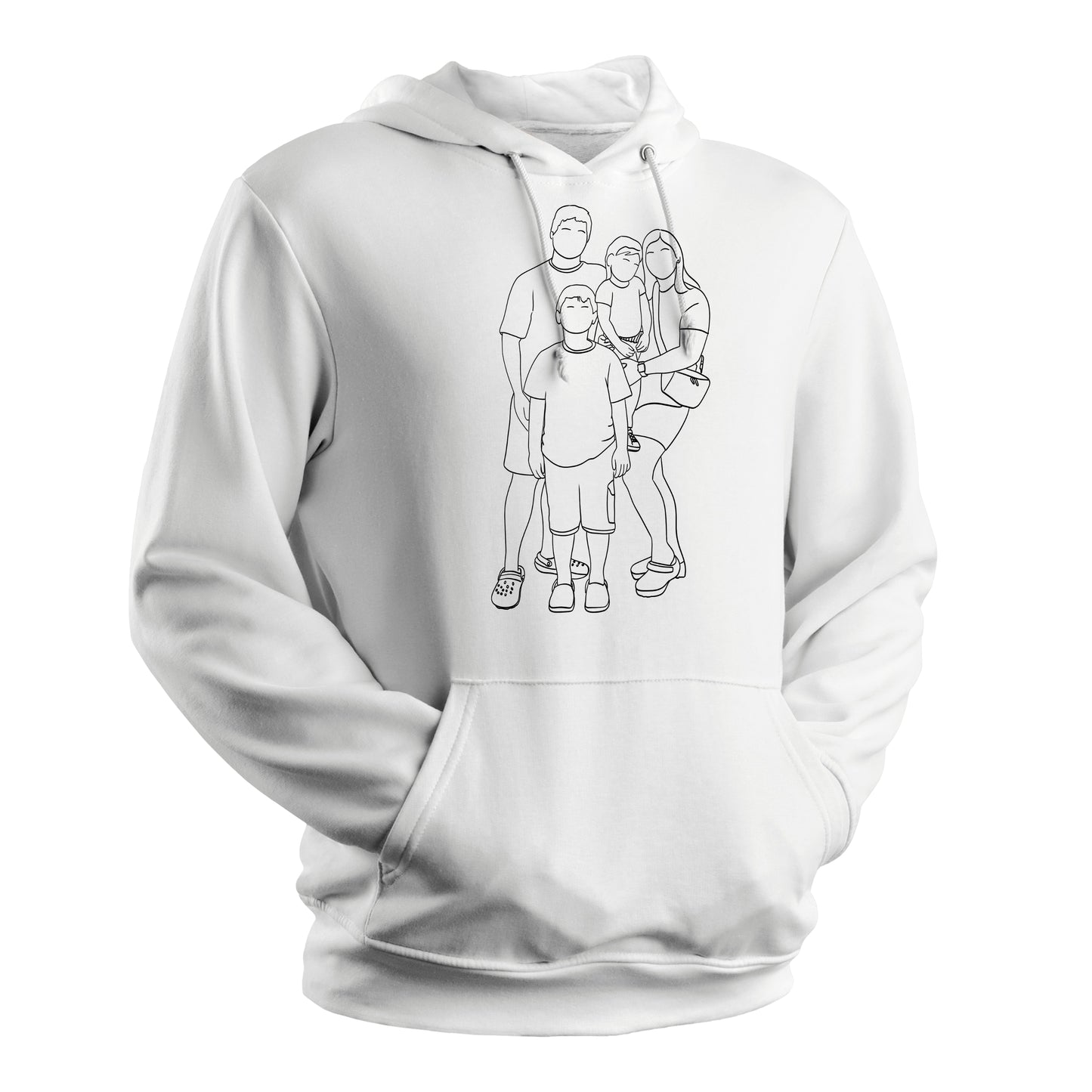 Custom faceless portrait hoodie, personalized Christmas gift sweatshirt for family or couple.
Personalized hoodie with family illustration, cozy holiday gift idea for mom or partner.