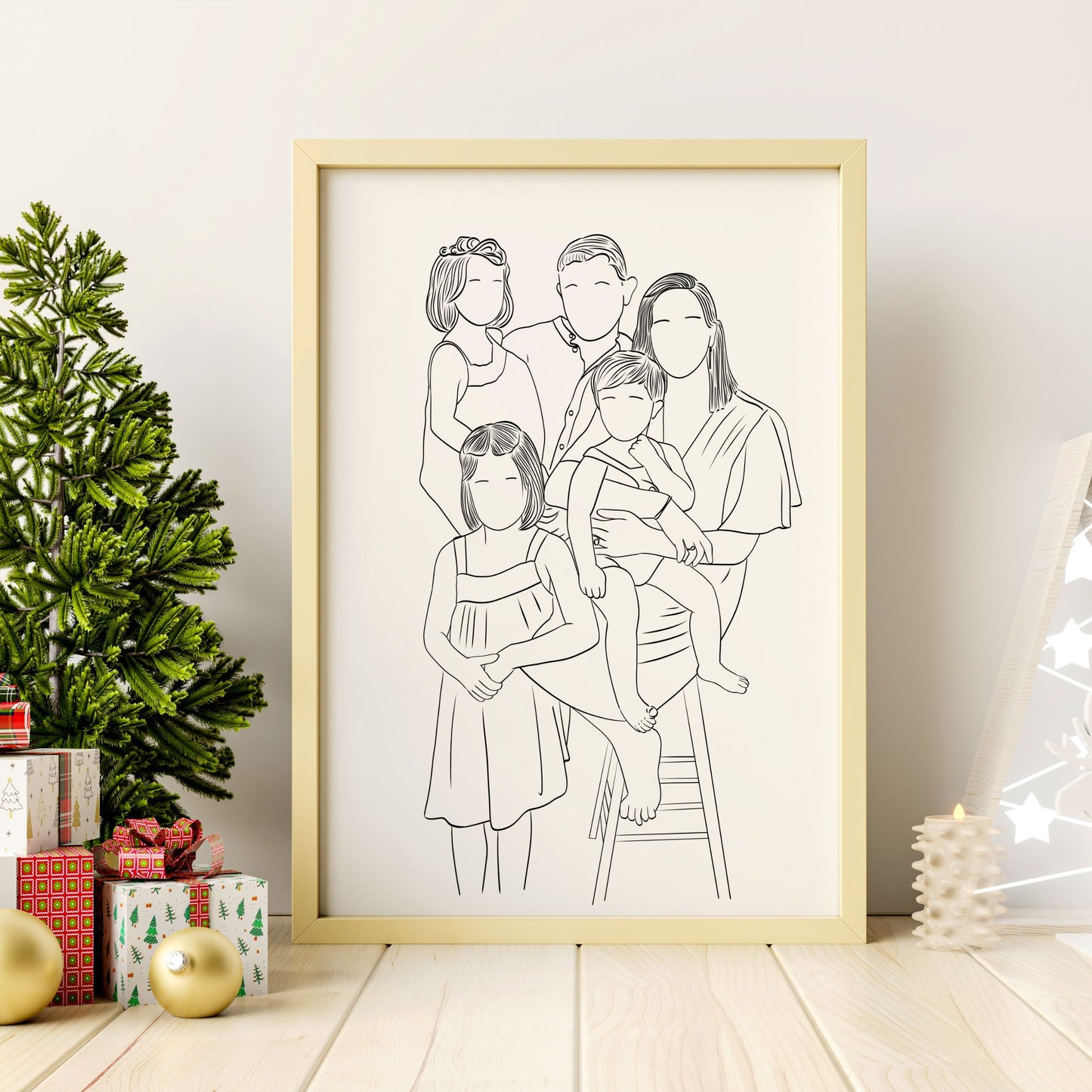 Faceless Family Portrait - Minimalist Line Art