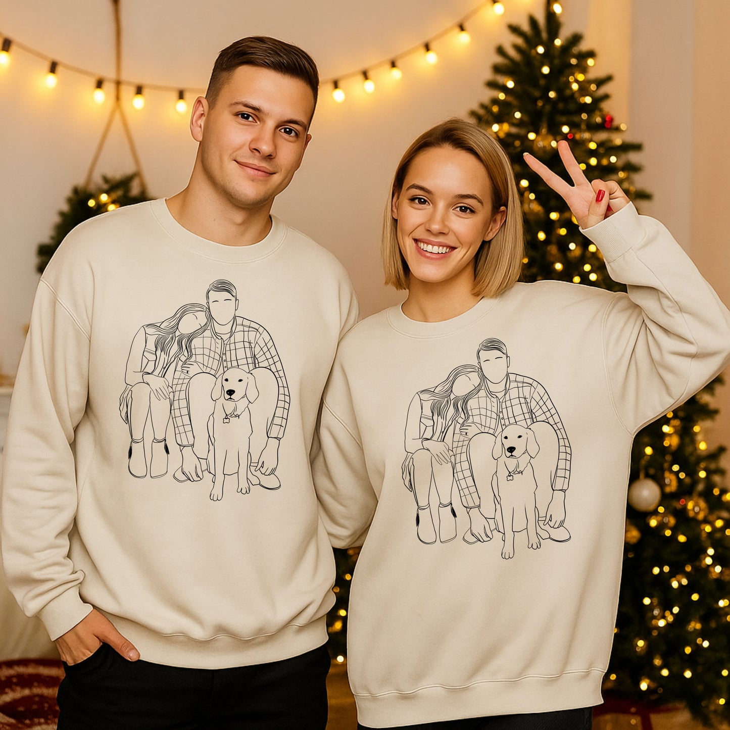 Custom Dog Portrait Sweatshirt - Personalized Family & Pet Unisex Hoodie