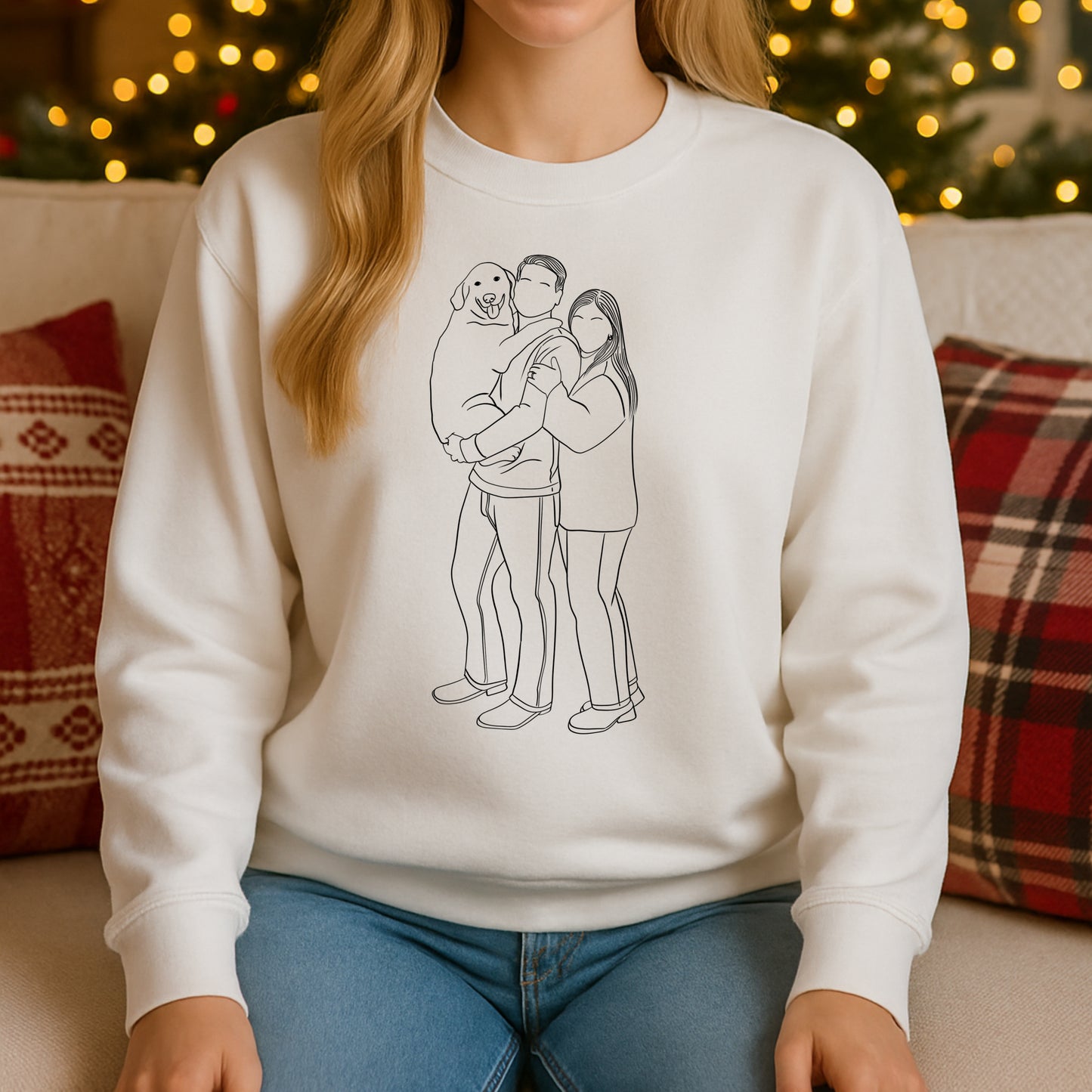 Custom Dog Portrait Sweatshirt - Personalized Family & Pet Unisex Hoodie