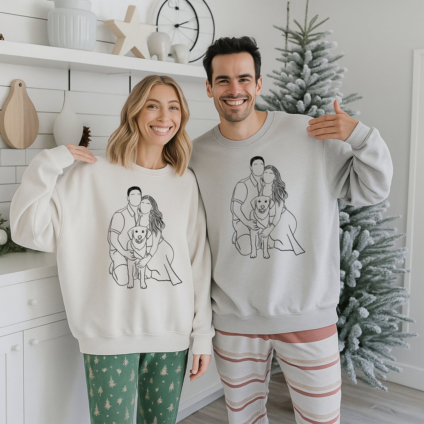 Custom Dog Portrait Sweatshirt - Personalized Family & Pet Unisex Hoodie