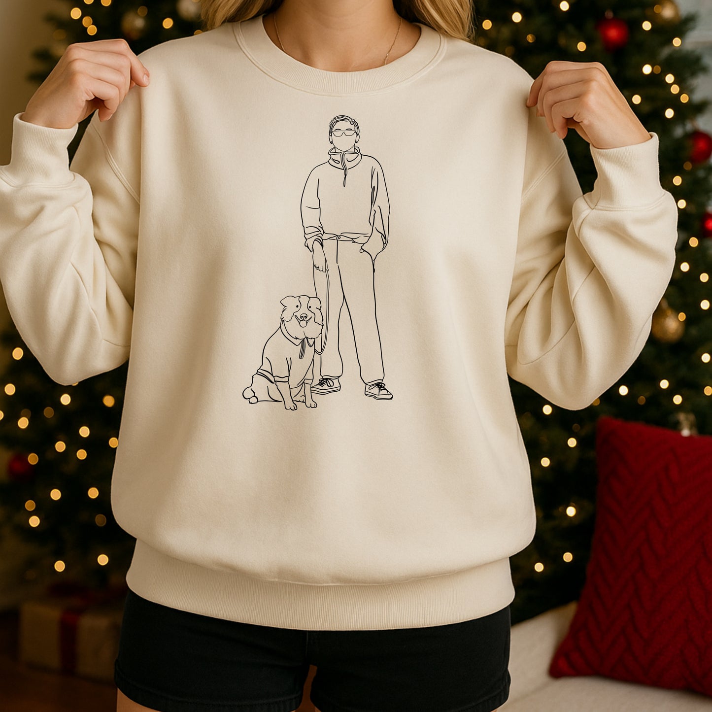 Custom Dog Portrait Sweatshirt - Personalized Family & Pet Unisex Hoodie