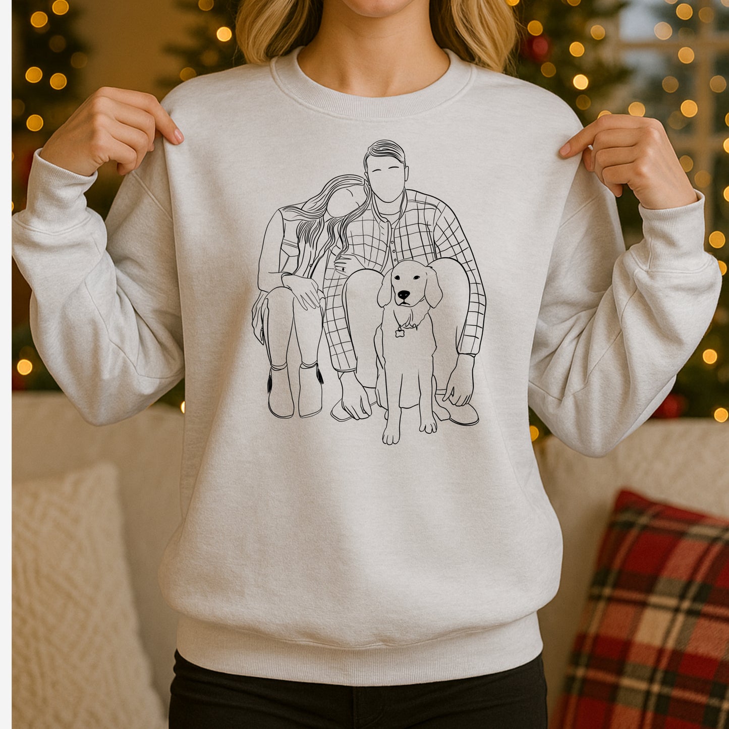 Custom Dog Portrait Sweatshirt - Personalized Family & Pet Unisex Hoodie