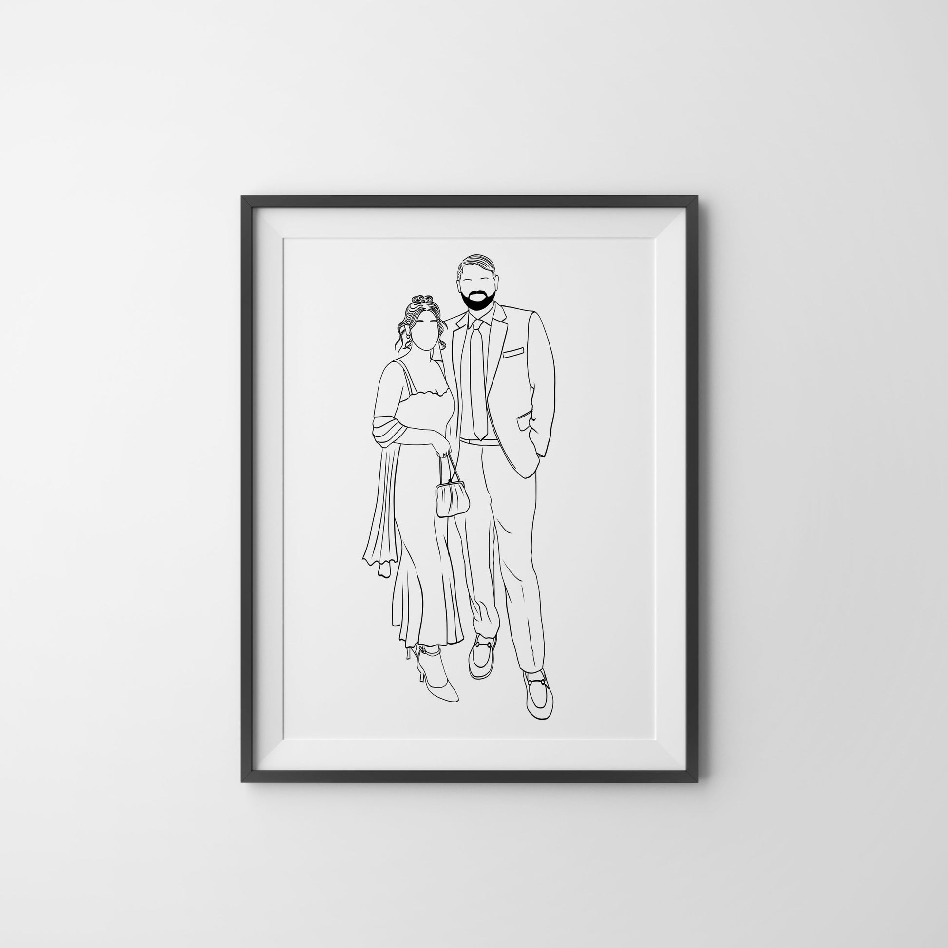 Faceless couple portrait, personalized minimalist illustration created from your photo. A modern digital artwork, perfect as a wedding, anniversary, or Valentine’s Day gift.