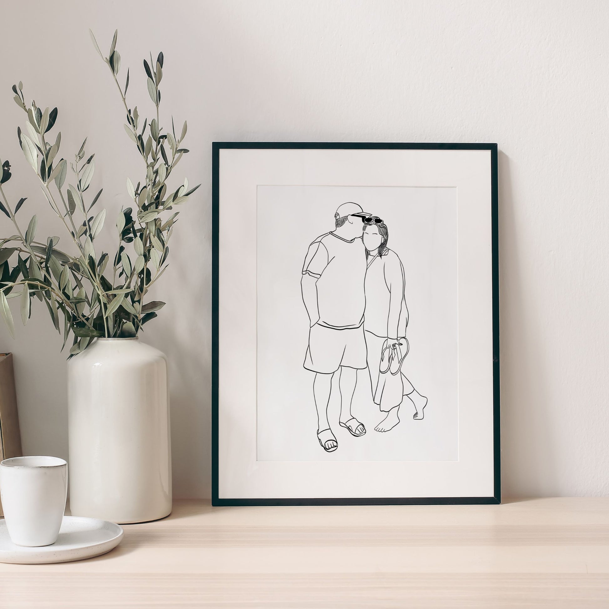 Faceless couple portrait, personalized minimalist illustration created from your photo. A modern digital artwork, perfect as a wedding, anniversary, or Valentine’s Day gift.