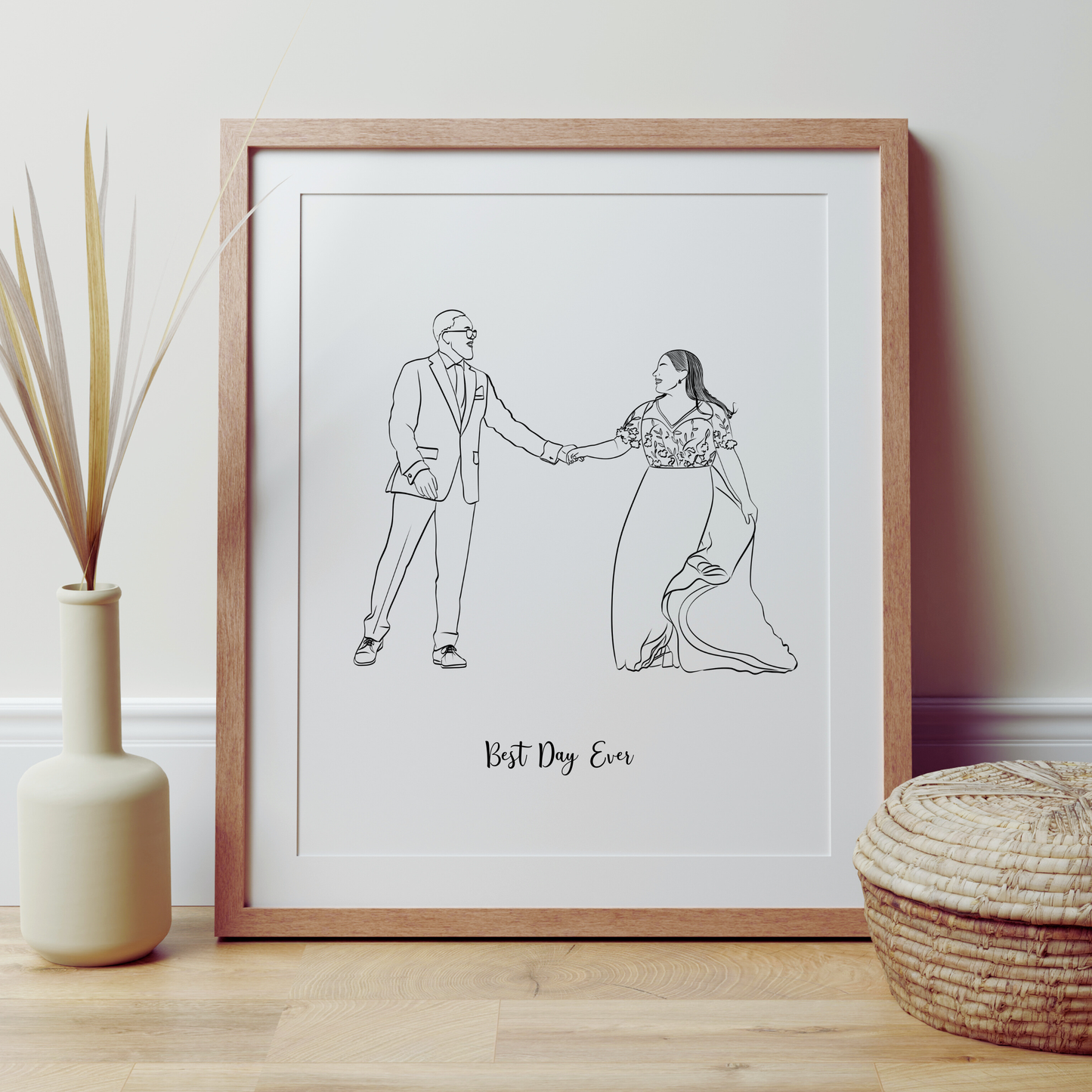 Custom couple illustration,  the perfect romantic gift for weddings, anniversaries, or Christmas. Made from your favorite photo.