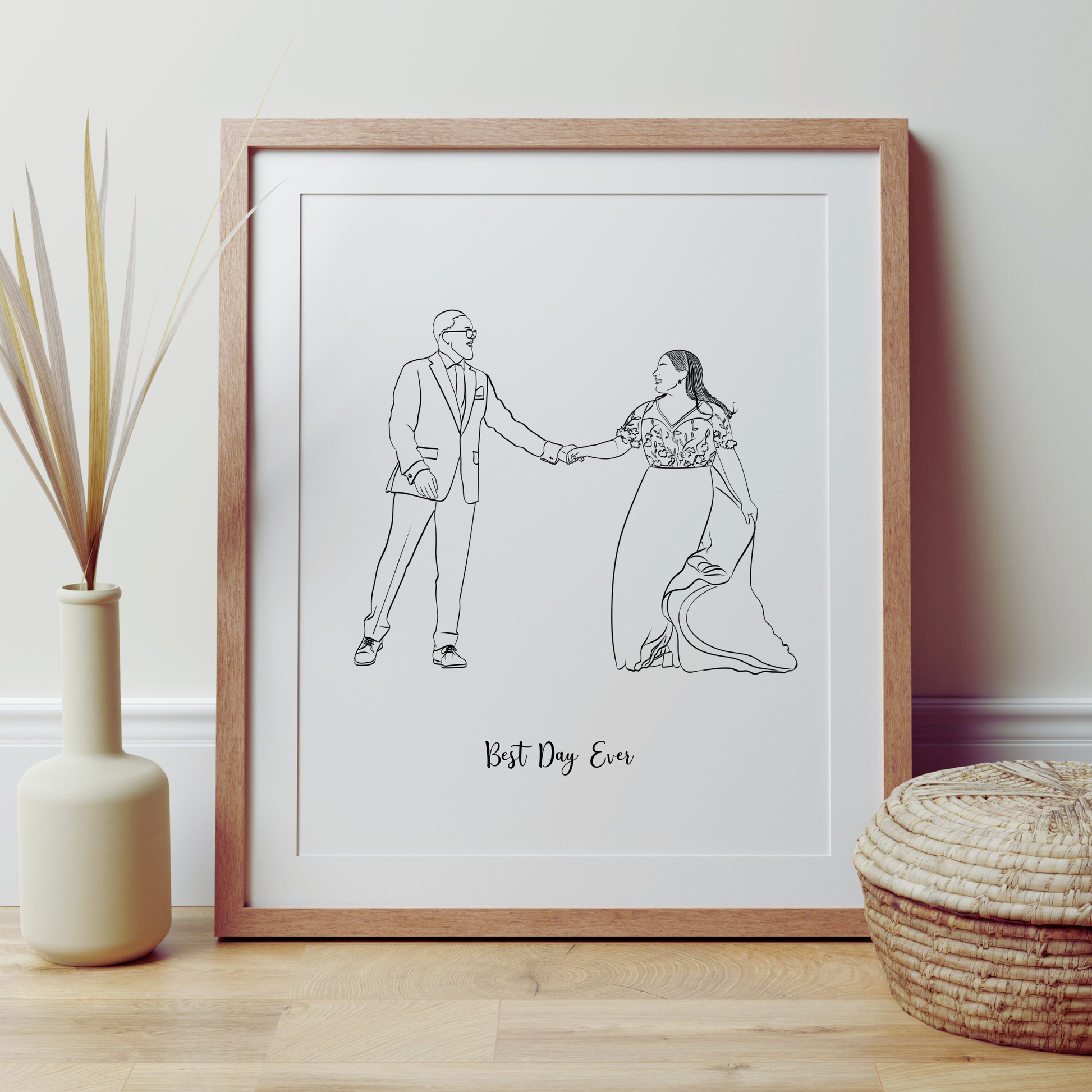 Custom couple illustration,  the perfect romantic gift for weddings, anniversaries, or Christmas. Made from your favorite photo.