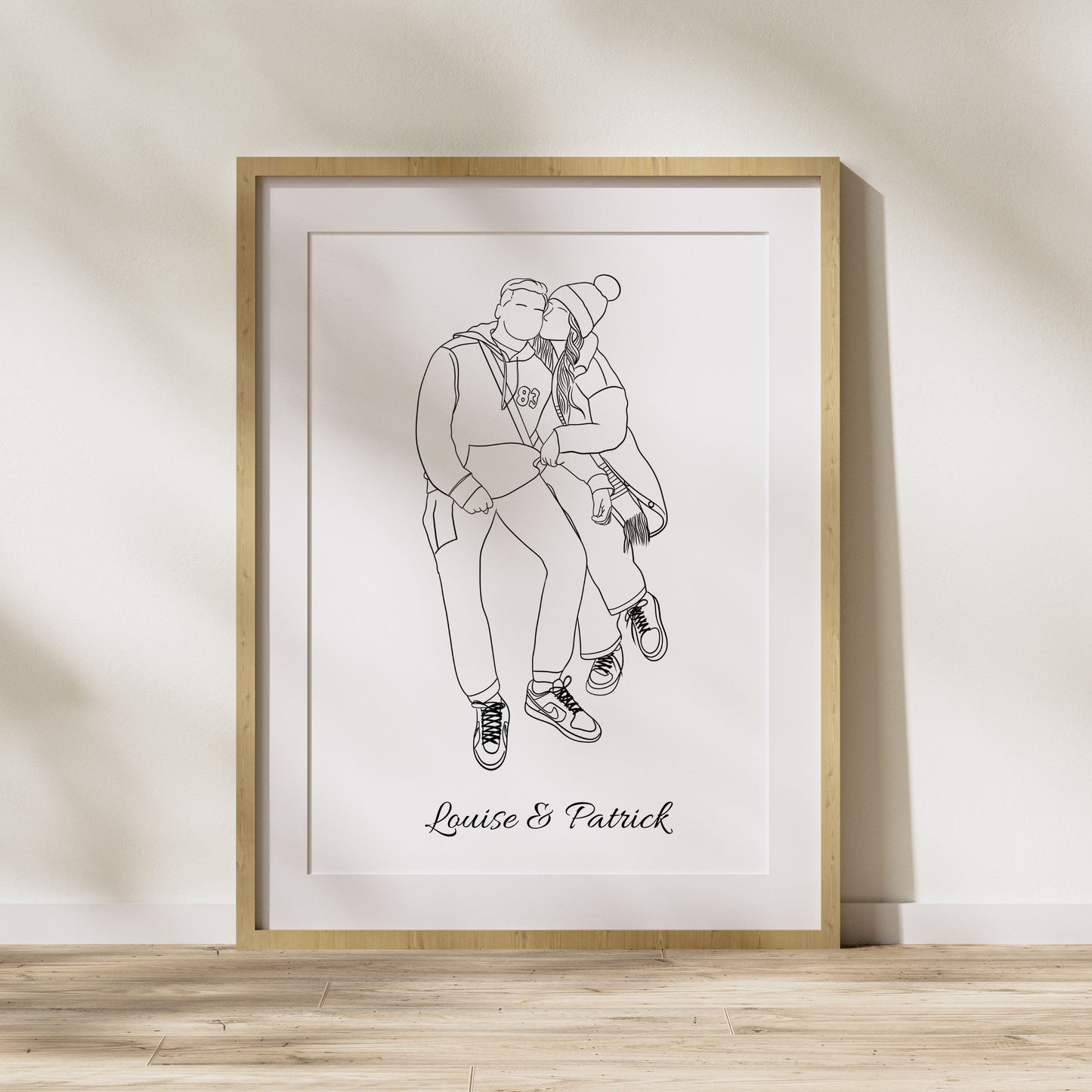 Faceless couple portrait, personalized minimalist illustration created from your photo. A modern digital artwork, perfect as a wedding, anniversary, or Valentine’s Day gift.