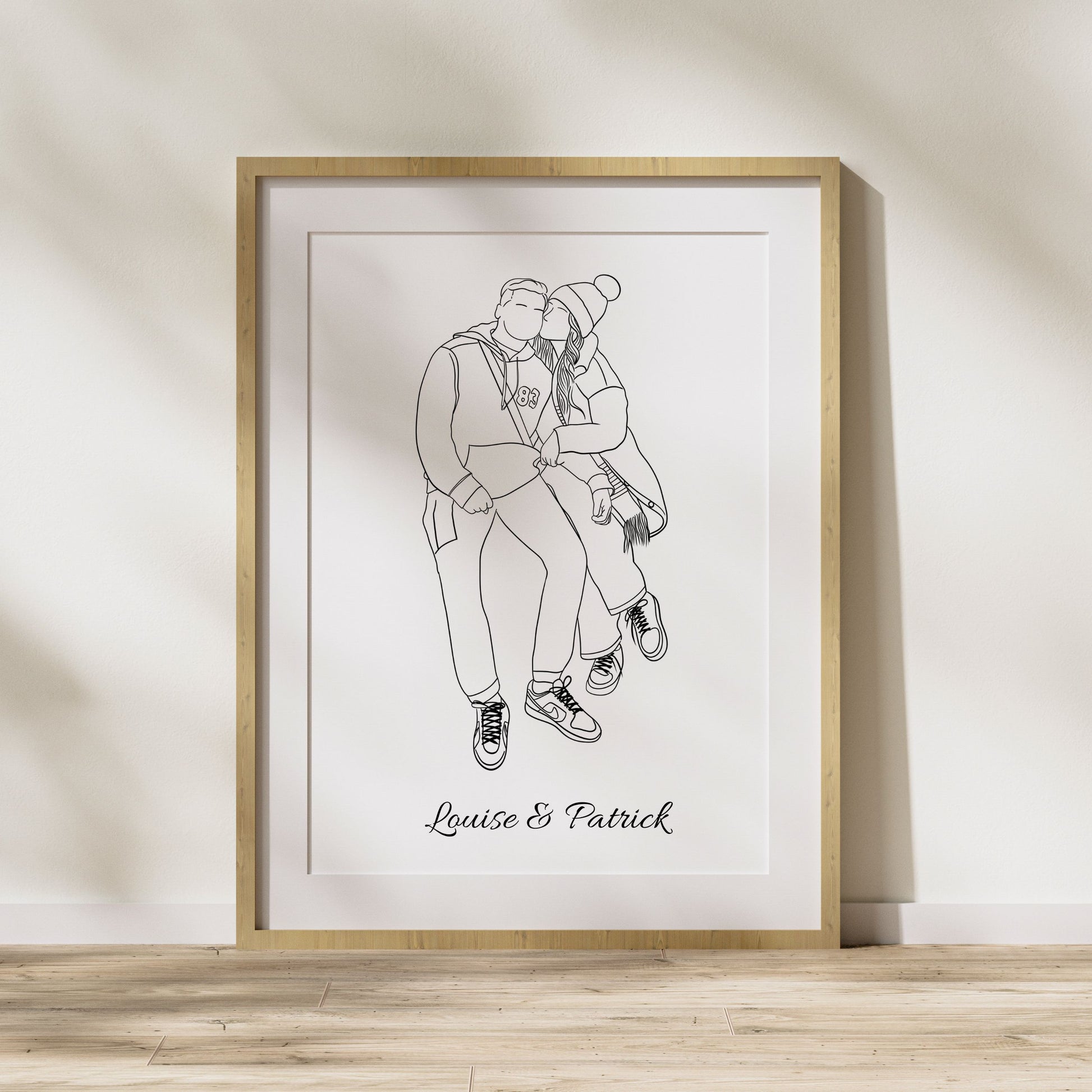 Faceless couple portrait, personalized minimalist illustration created from your photo. A modern digital artwork, perfect as a wedding, anniversary, or Valentine’s Day gift.