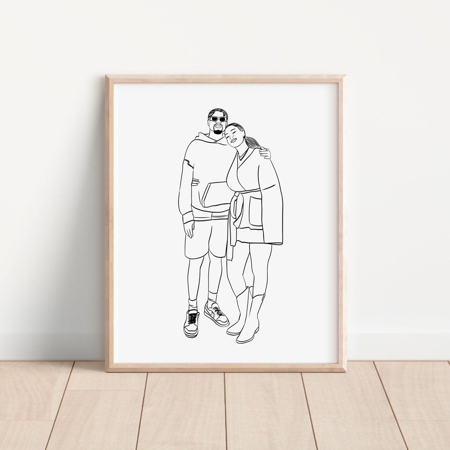 Faceless couple portrait, personalized minimalist illustration created from your photo. A modern digital artwork, perfect as a wedding, anniversary, or Valentine’s Day gift.