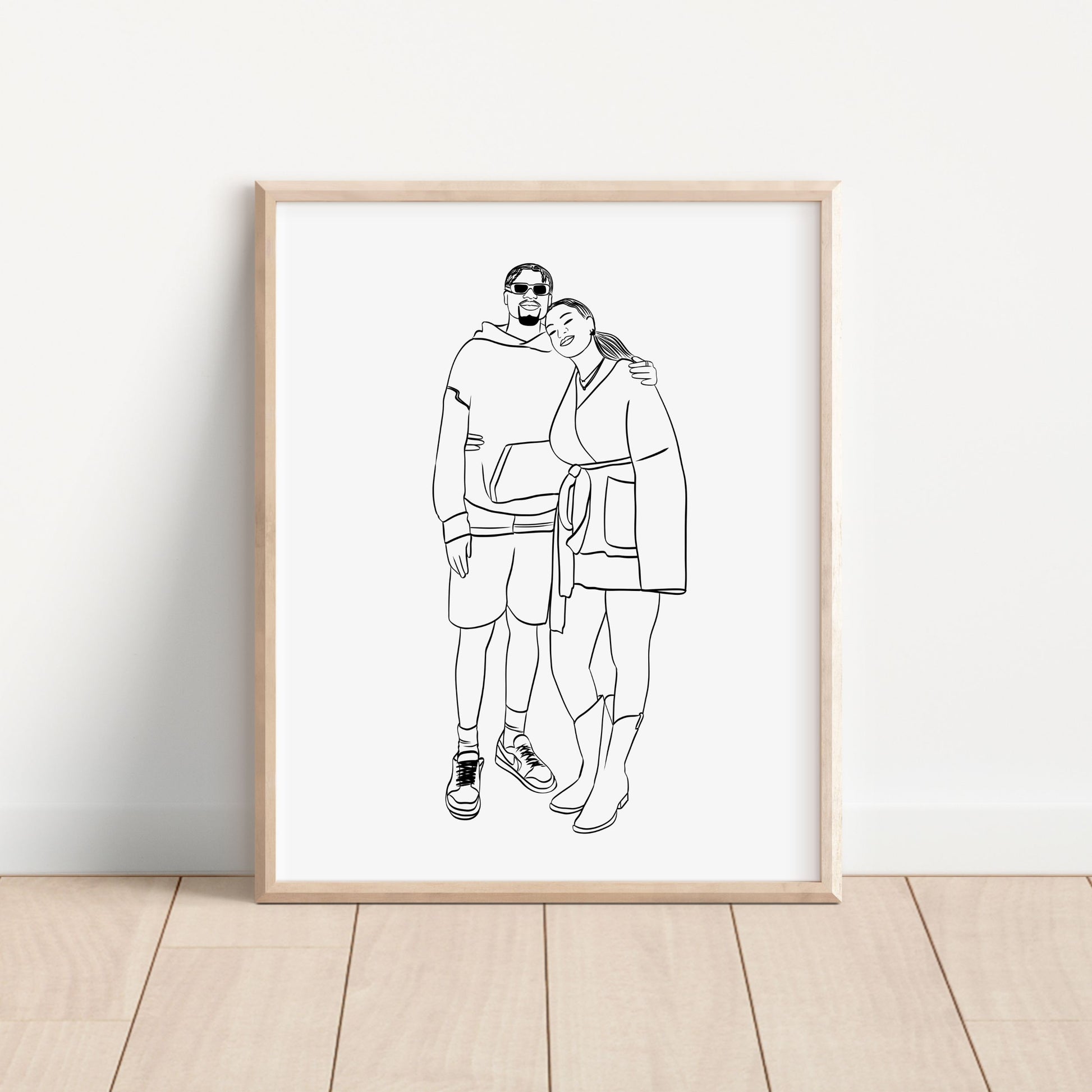 Faceless couple portrait, personalized minimalist illustration created from your photo. A modern digital artwork, perfect as a wedding, anniversary, or Valentine’s Day gift.