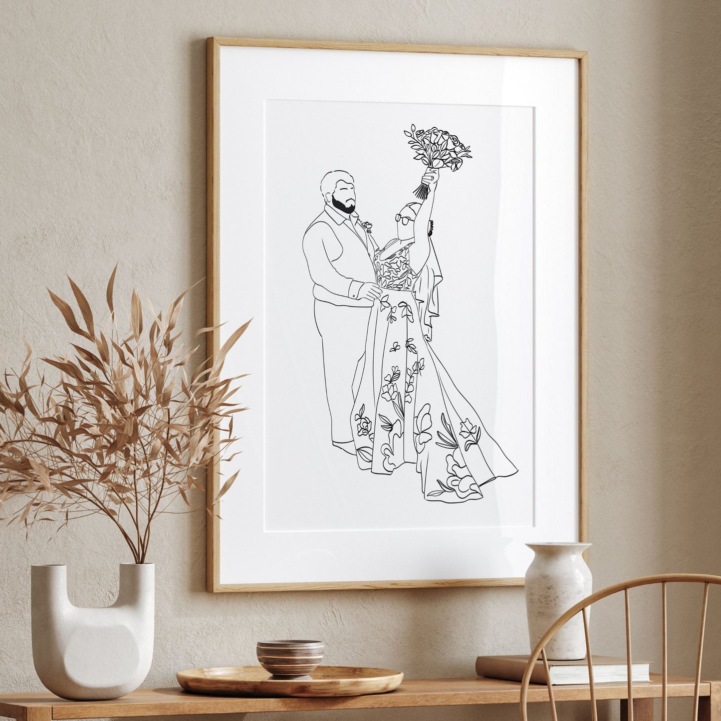 Faceless couple portrait, personalized minimalist illustration created from your photo. A modern digital artwork, perfect as a wedding, anniversary, or Valentine’s Day gift.