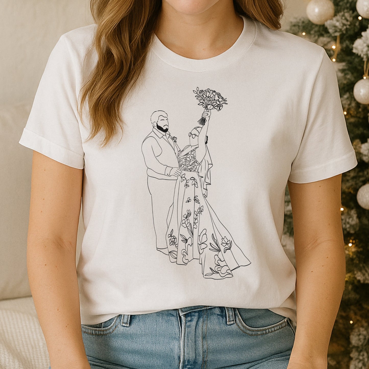 Faceless portrait t-shirt, custom minimalist art tee featuring personalized silhouette design,  perfect unique gift for couples and friends