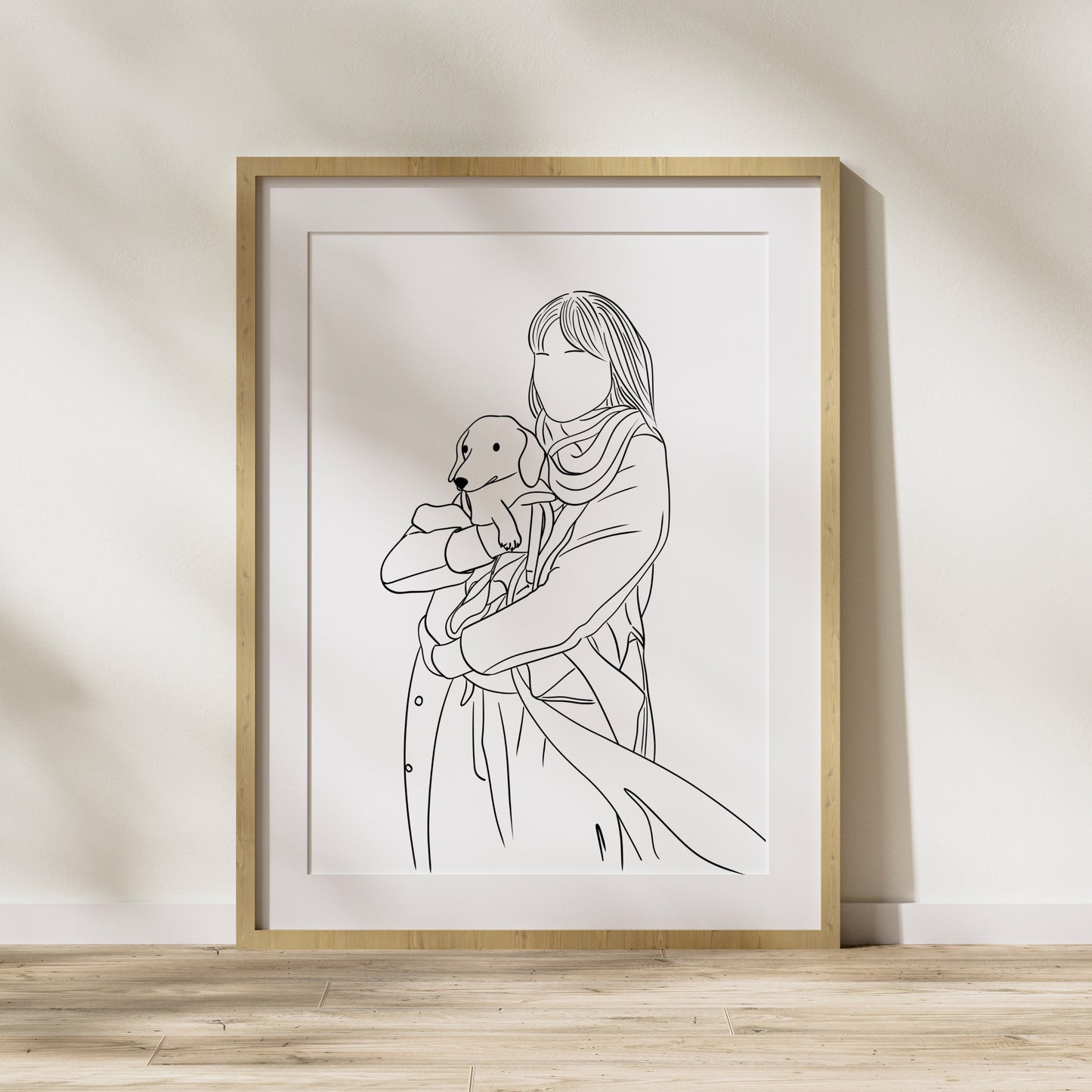 Custom minimalist dog portrait with family, personalized pet illustration Christmas gift for dog lovers