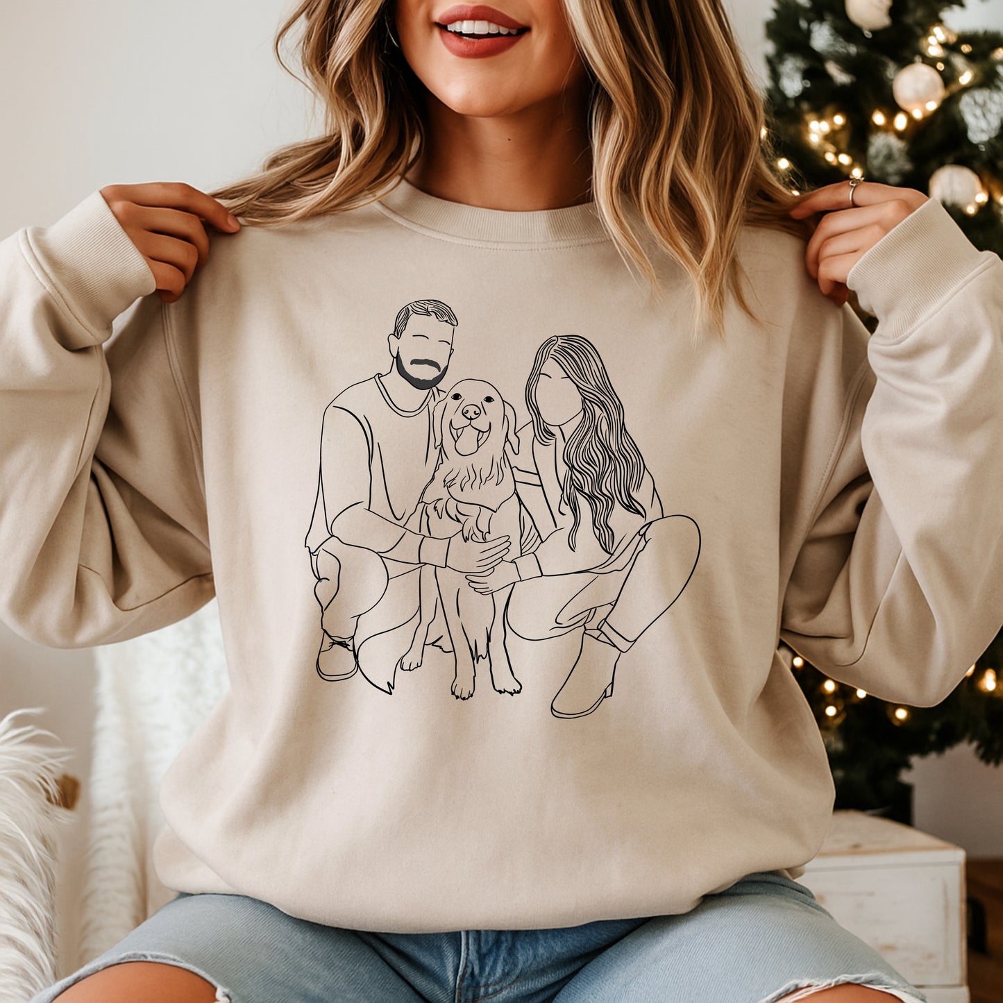 Custom Dog Portrait Sweatshirt - Personalized Family & Pet Unisex Hoodie
