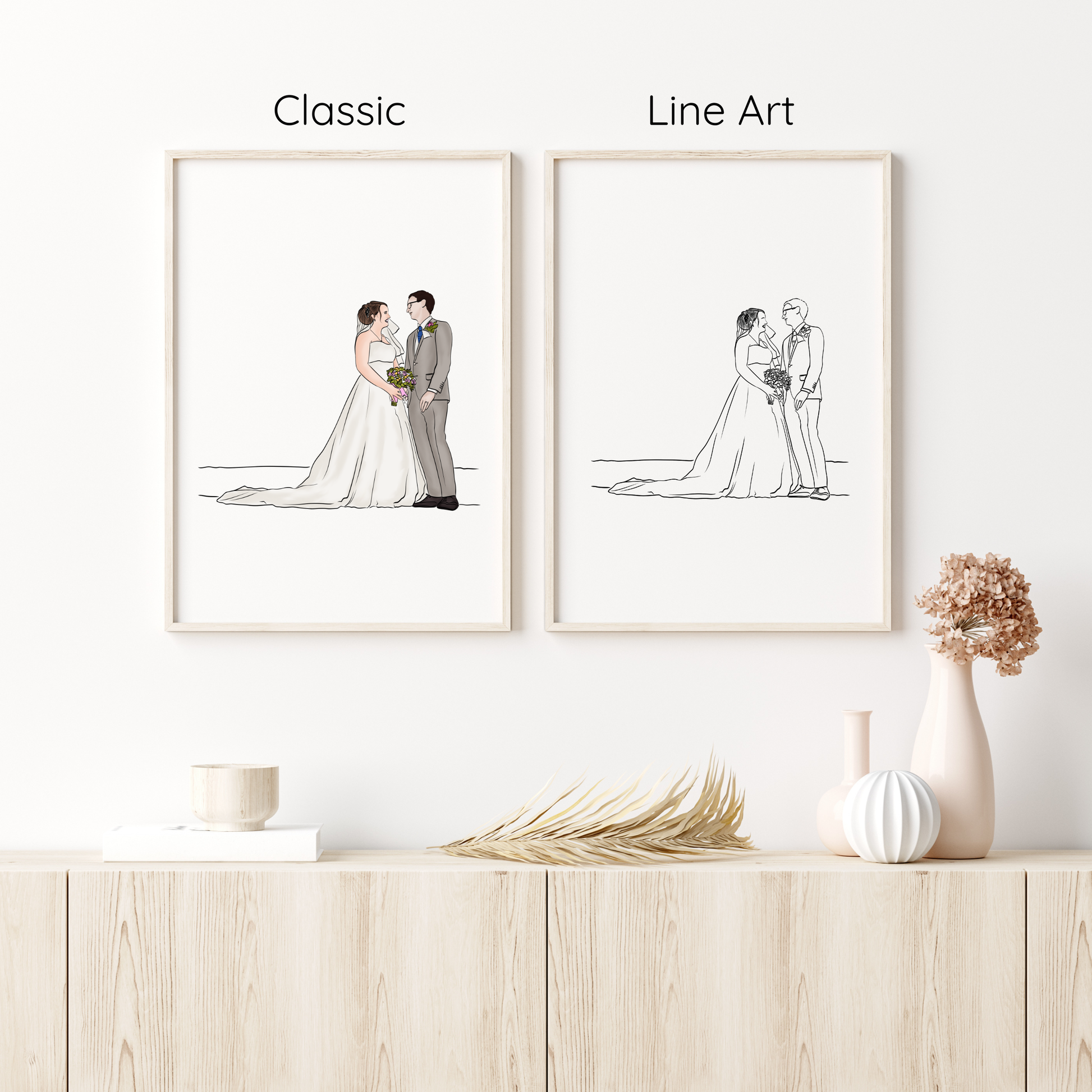 Custom couple illustration,  the perfect romantic gift for weddings, anniversaries, or Christmas. Made from your favorite photo.