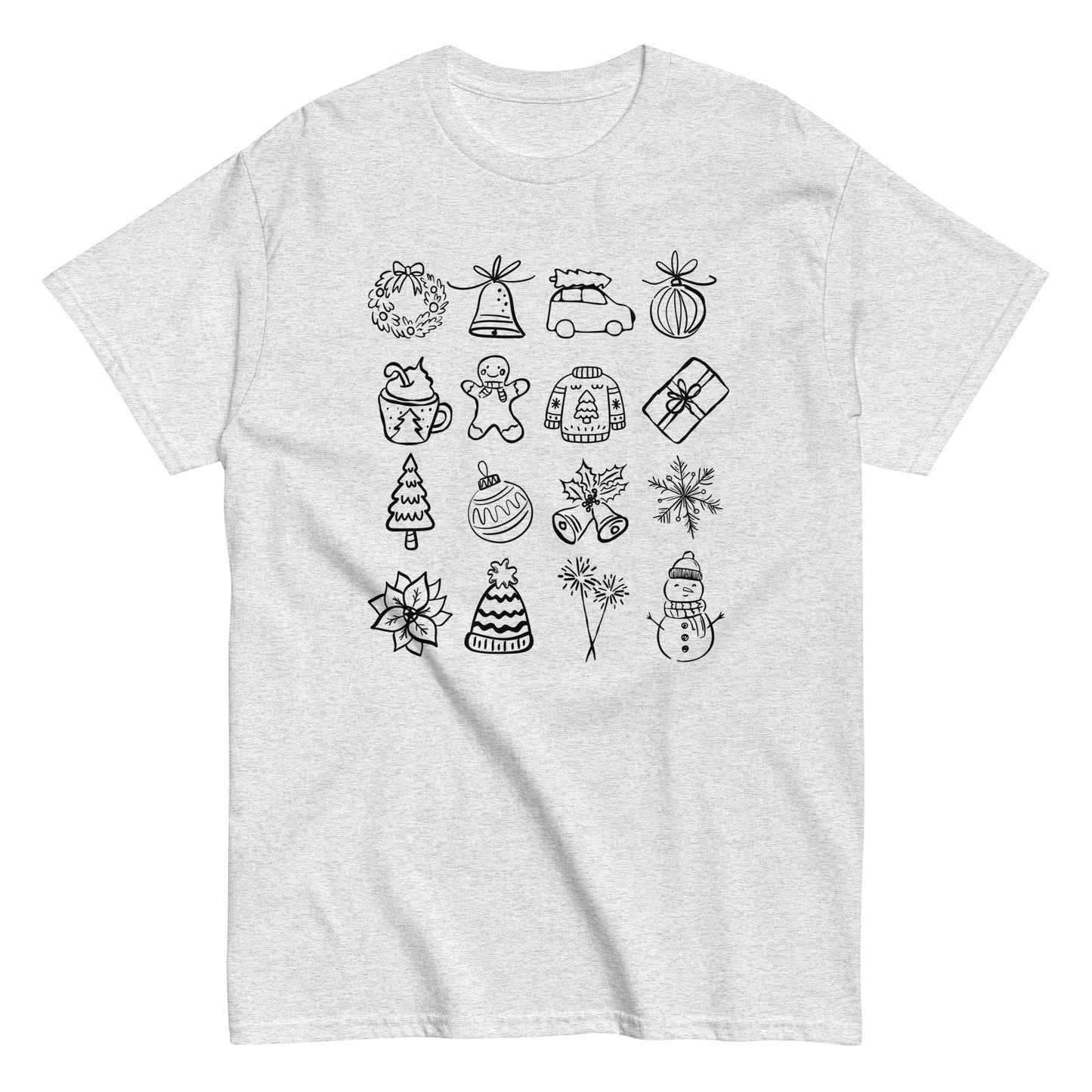 Unisex Christmas doodle t-shirt - cozy holiday tee perfect for festive gatherings and Christmas gifts - trendy seasonal apparel available in multiple colors