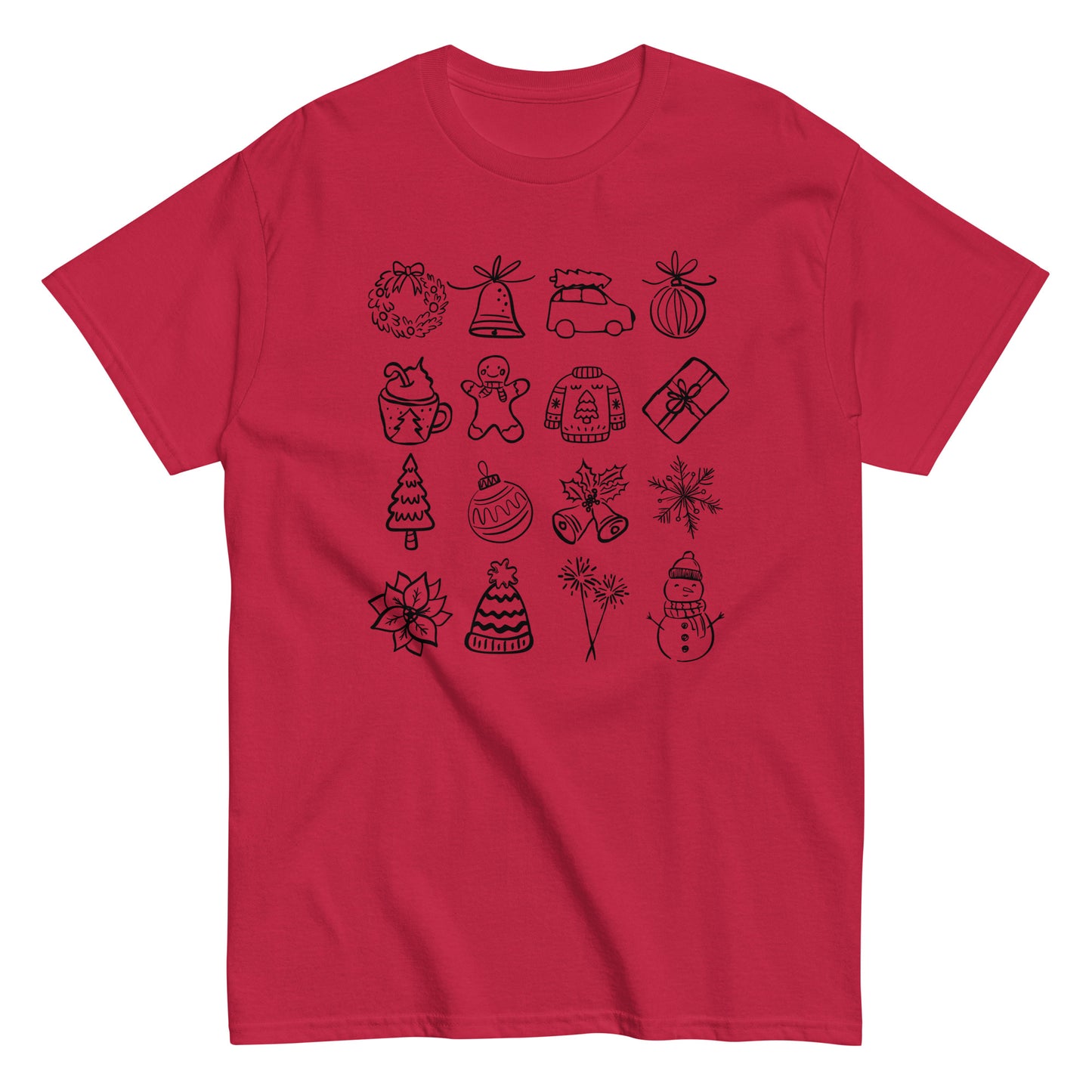 Unisex Christmas doodle t-shirt - cozy holiday tee perfect for festive gatherings and Christmas gifts - trendy seasonal apparel available in multiple colors
