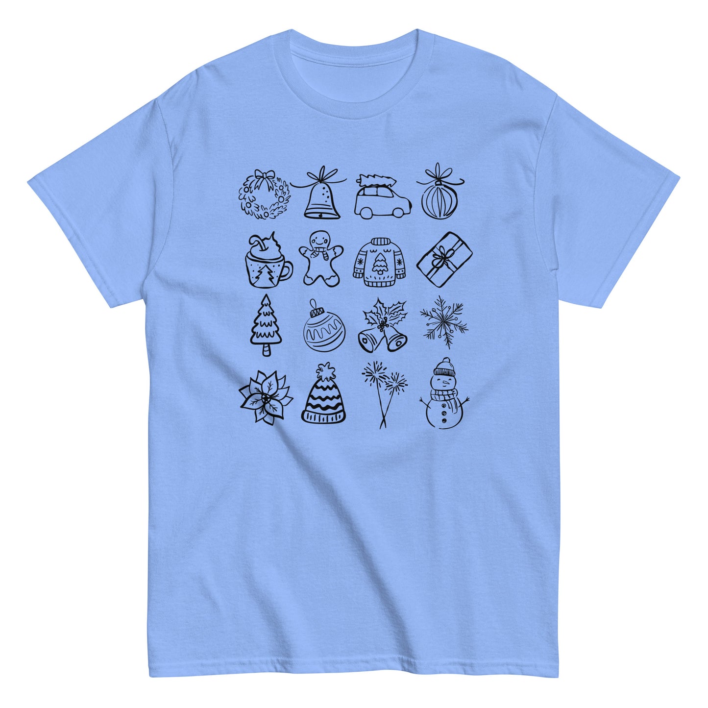 Unisex Christmas doodle t-shirt - cozy holiday tee perfect for festive gatherings and Christmas gifts - trendy seasonal apparel available in multiple colors