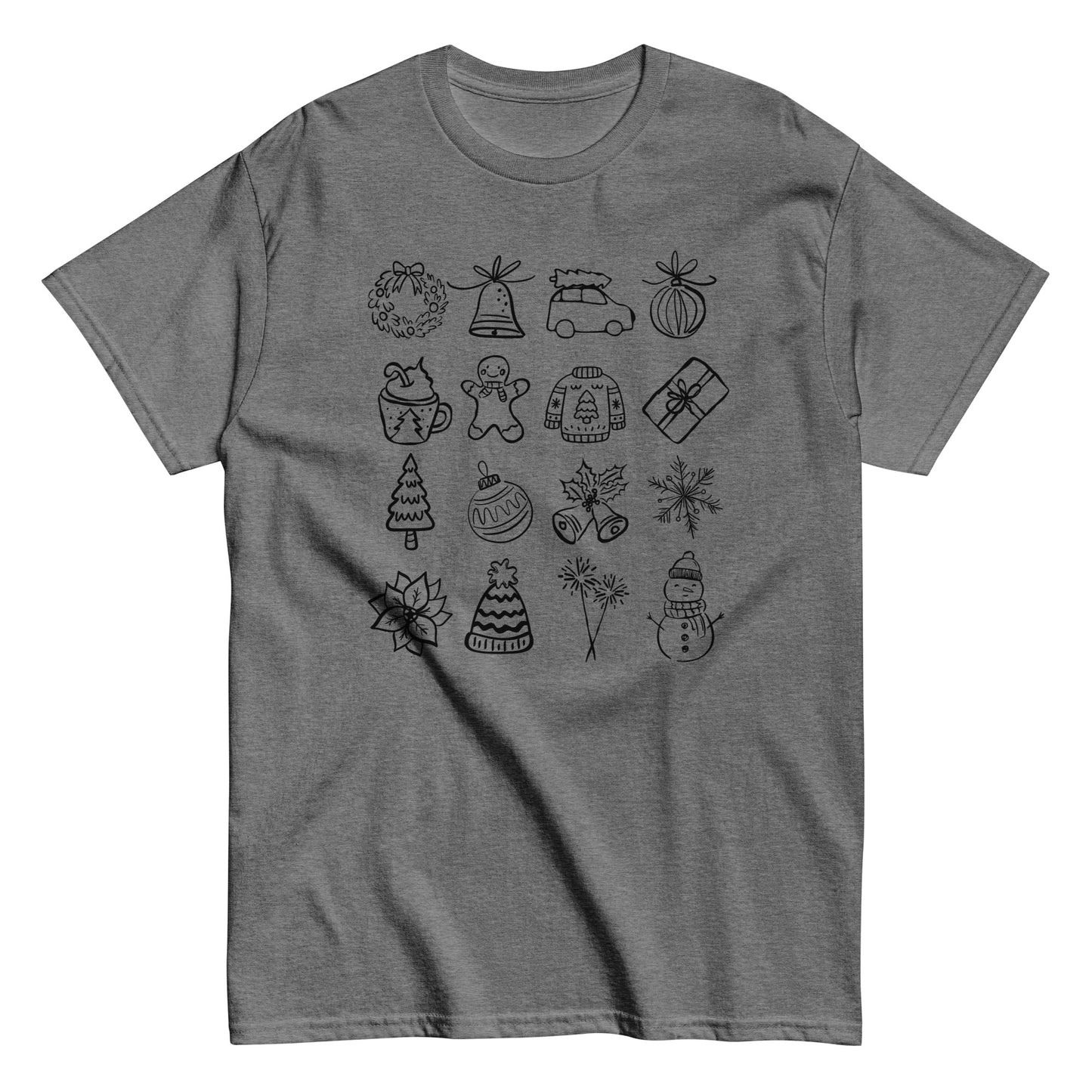 Unisex Christmas doodle t-shirt - cozy holiday tee perfect for festive gatherings and Christmas gifts - trendy seasonal apparel available in multiple colors