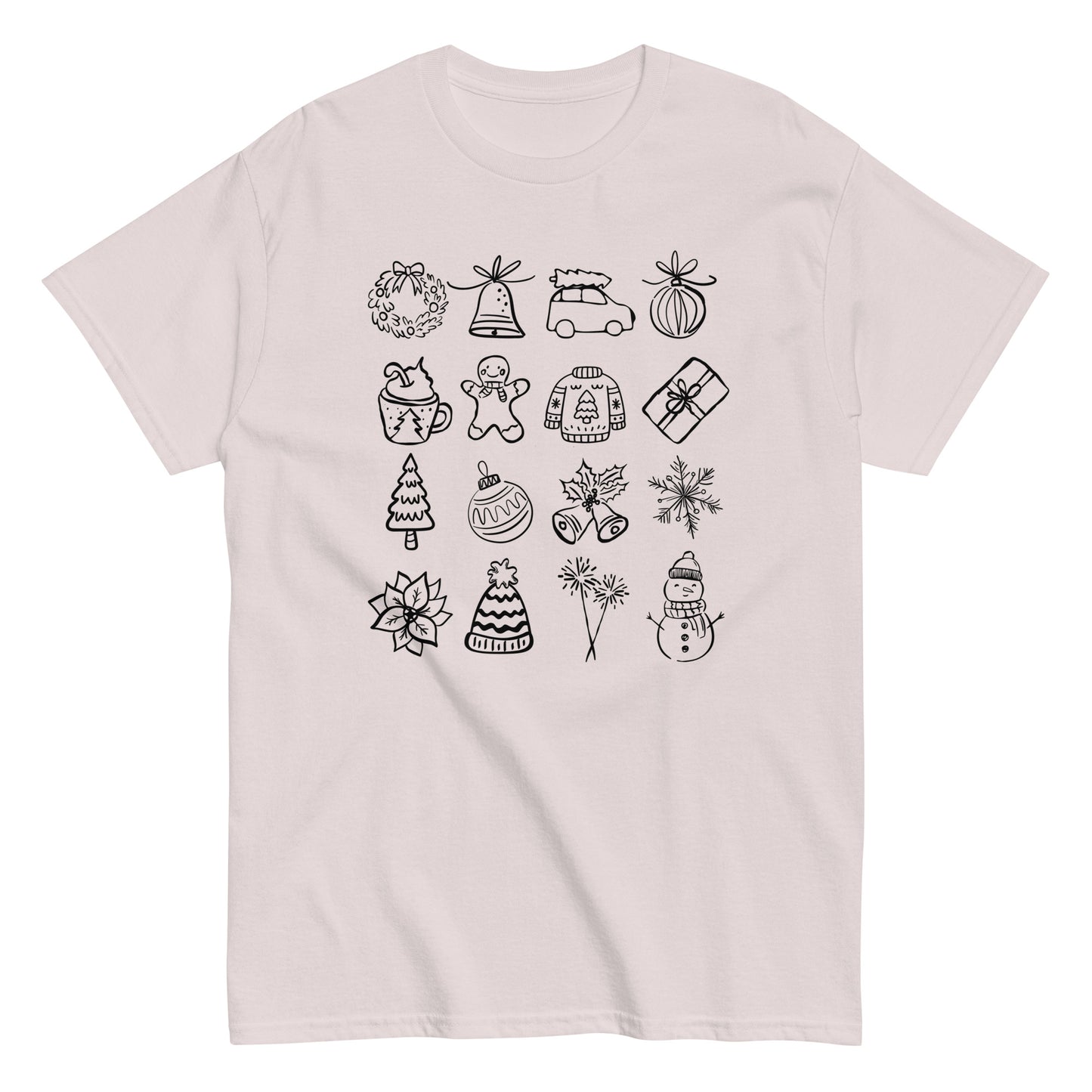 Unisex Christmas doodle t-shirt - cozy holiday tee perfect for festive gatherings and Christmas gifts - trendy seasonal apparel available in multiple colors
