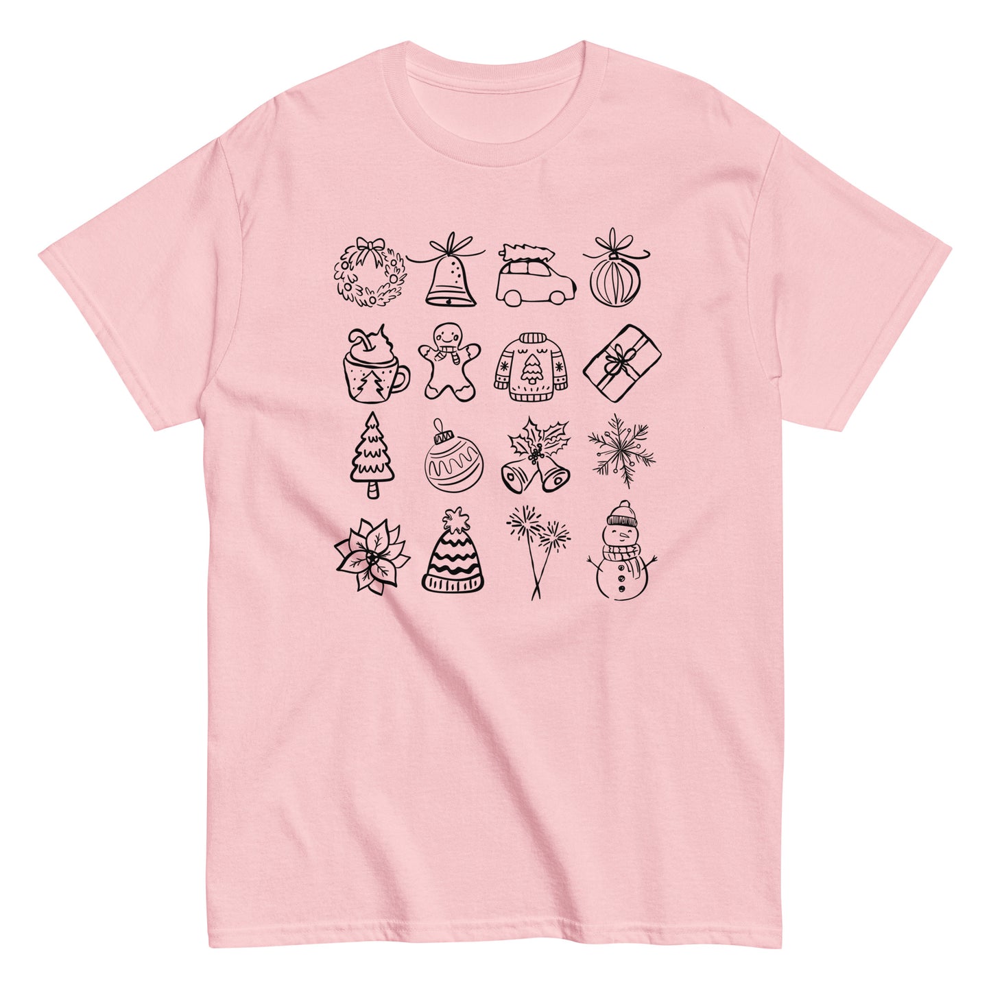 Unisex Christmas doodle t-shirt - cozy holiday tee perfect for festive gatherings and Christmas gifts - trendy seasonal apparel available in multiple colors