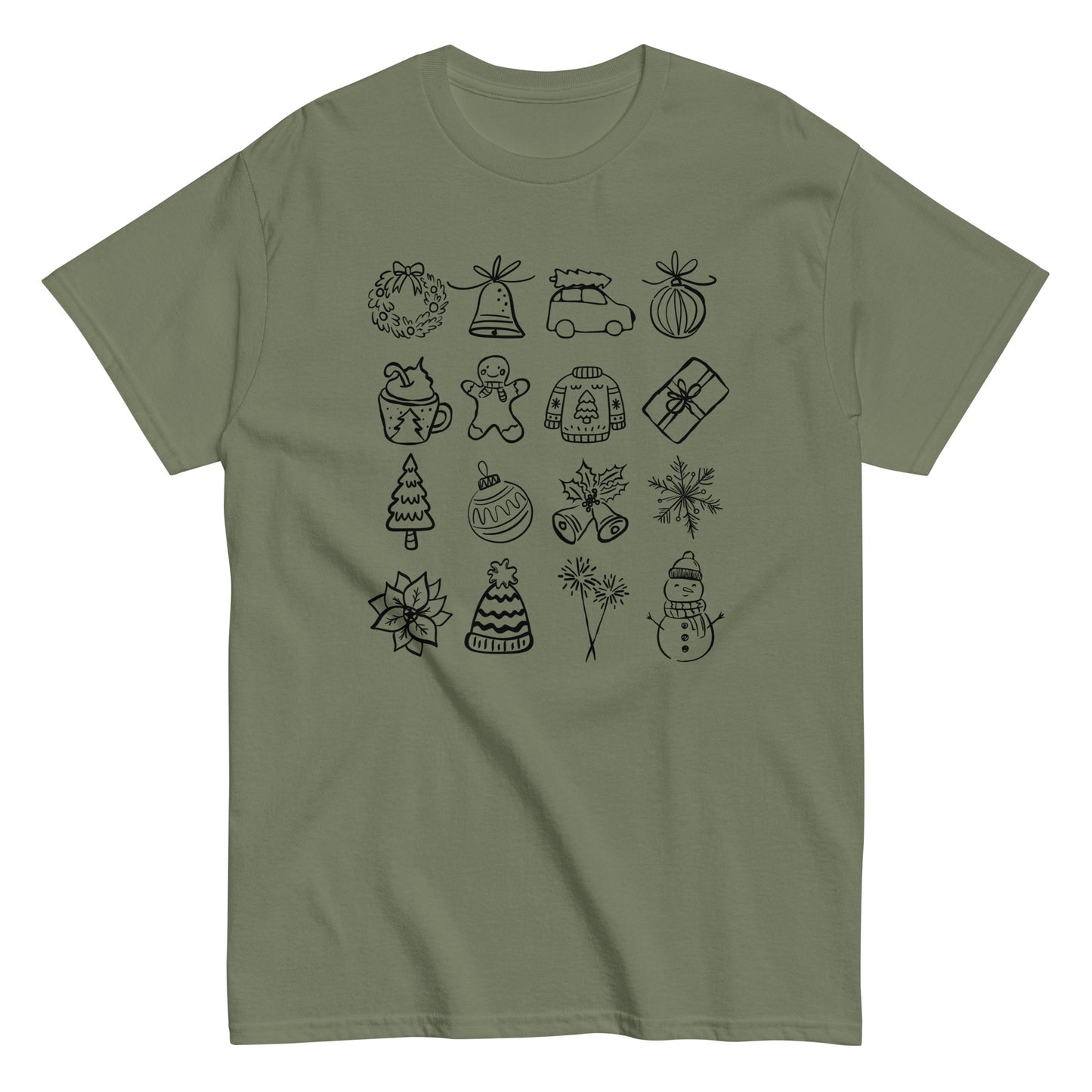 Unisex Christmas doodle t-shirt - cozy holiday tee perfect for festive gatherings and Christmas gifts - trendy seasonal apparel available in multiple colors