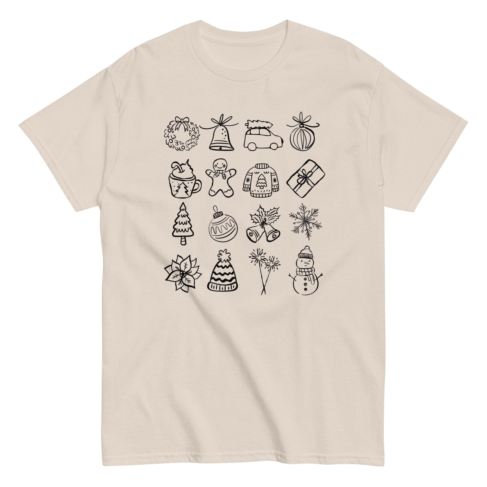 Unisex Christmas doodle t-shirt - cozy holiday tee perfect for festive gatherings and Christmas gifts - trendy seasonal apparel available in multiple colors