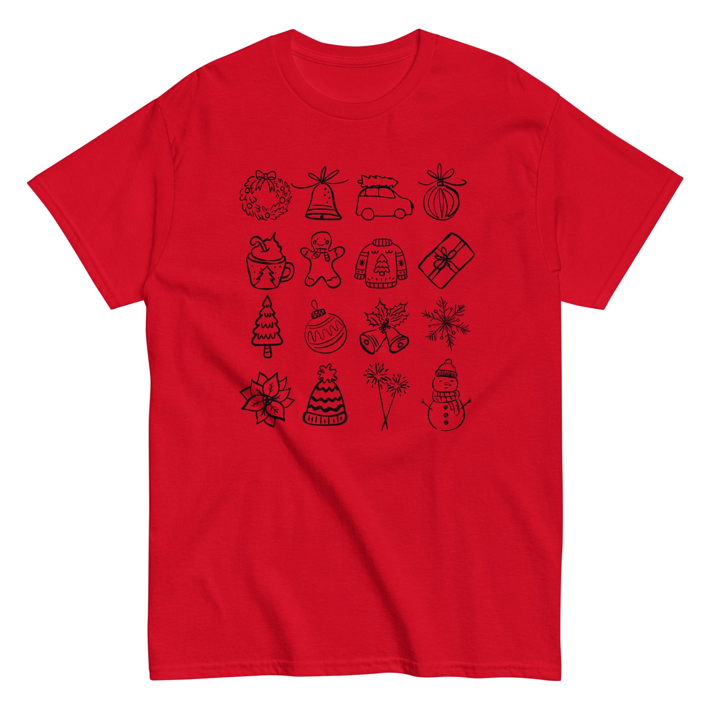 Unisex Christmas doodle t-shirt - cozy holiday tee perfect for festive gatherings and Christmas gifts - trendy seasonal apparel available in multiple colors