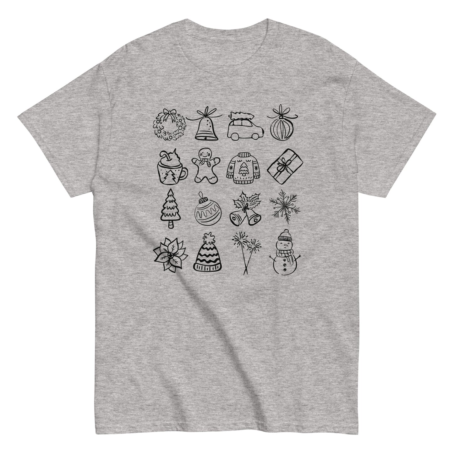 Unisex Christmas doodle t-shirt - cozy holiday tee perfect for festive gatherings and Christmas gifts - trendy seasonal apparel available in multiple colors