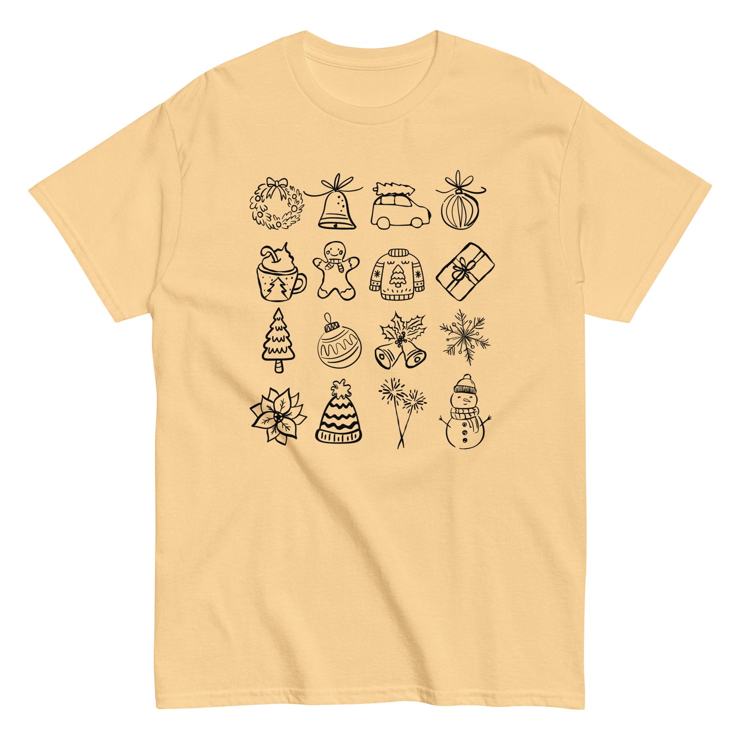 Unisex Christmas doodle t-shirt - cozy holiday tee perfect for festive gatherings and Christmas gifts - trendy seasonal apparel available in multiple colors