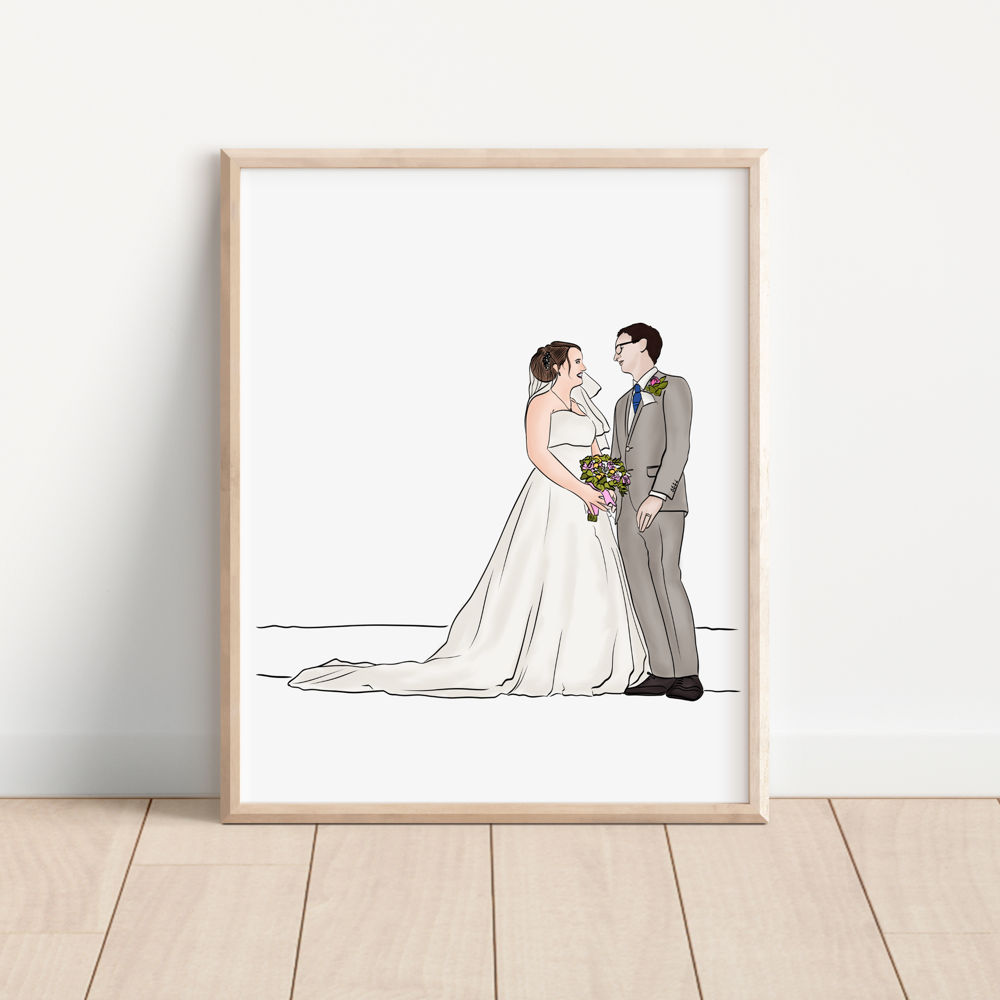 Custom couple illustration,  the perfect romantic gift for weddings, anniversaries, or Christmas. Made from your favorite photo.